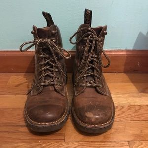 Brown Dr. Marten combat boots